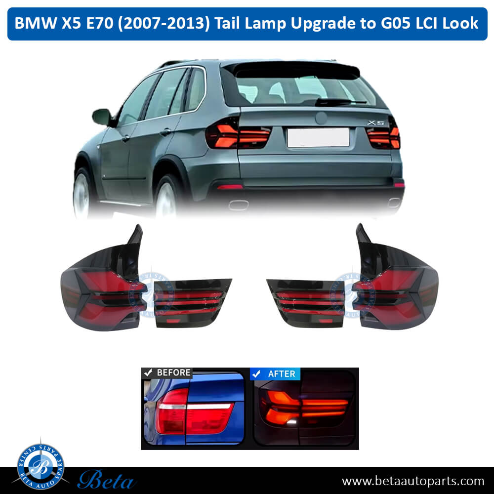 BMW X5 E70 (2007-2013), Tail Lamps Upgrade to G05 LCI Look, China, 63217158939 / 63217158940 / 63217158943 / 63217158940 BMW X5 E70 (2007-2013), Tail Lamps Upgrade to G05 LCI Look, China, 63217158939 / 63217158940 / 63217158943 / 63217158940